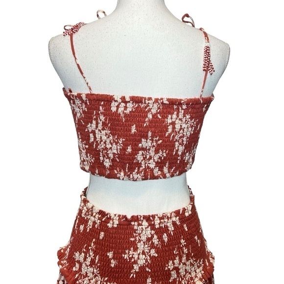 House of Harlow Linen Skirt Set Terracotta Floral Size M NEW - Picture 7 of 12